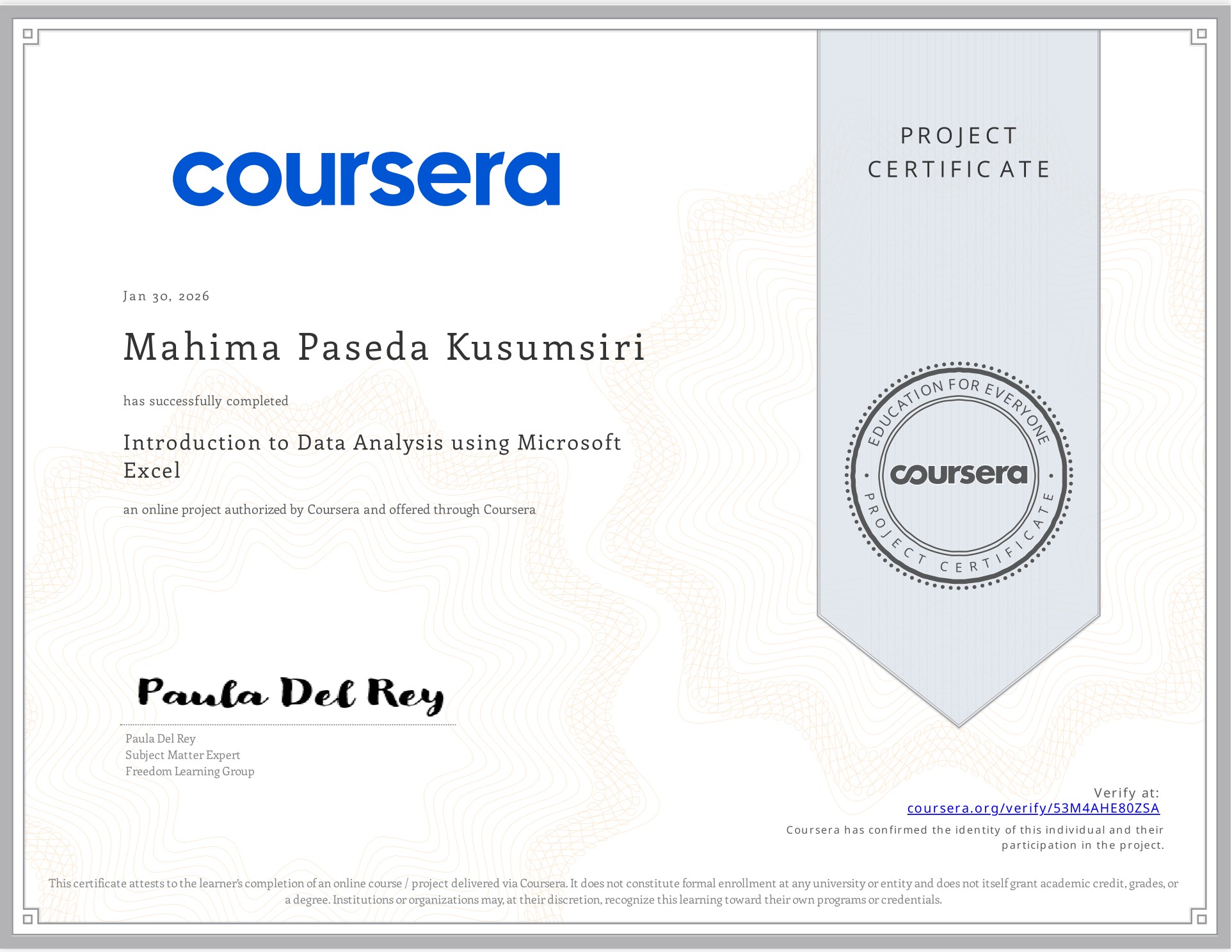 Introduction to Data Analysis using Microsoft Excel